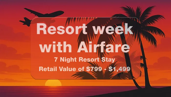 Tropical resort pool and palms